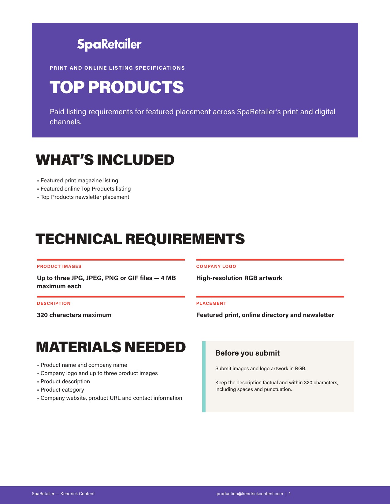SpaRetailer paid Top Products specifications — page 1 of 2